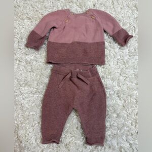 H&M Pink Knit Baby Sweater Set